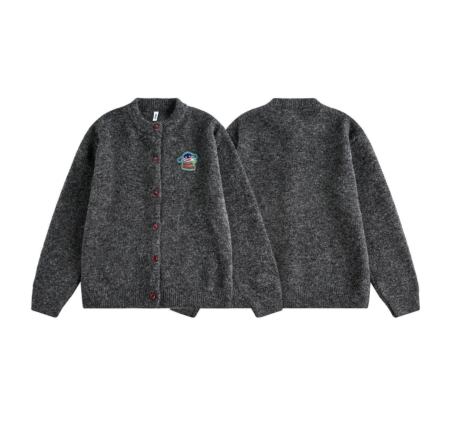 羊毛開衫毛衣  美式復古風 圓領設計 