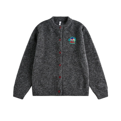 羊毛開衫毛衣  美式復古風 圓領設計 