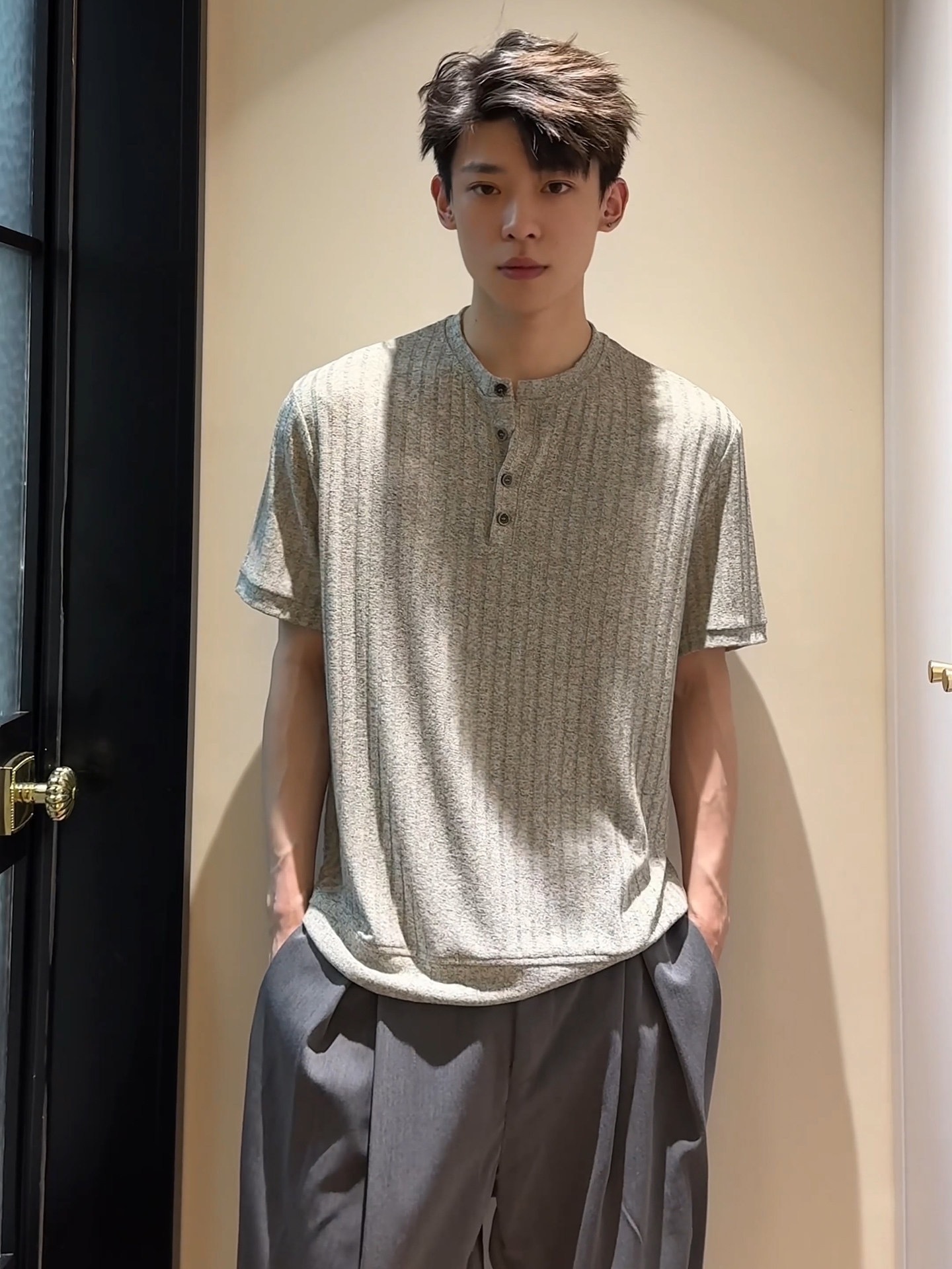 HT 男士亨利領上衣 痞帥老錢風 輕奢針織 透氣涼感 正肩TEE 