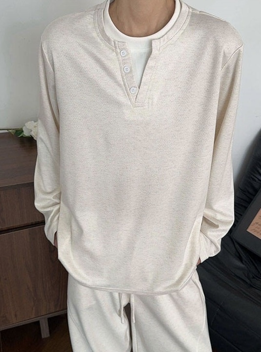 HT 鬆弛感老錢風 男士魚骨紋套裝 假兩件上衣+長褲
