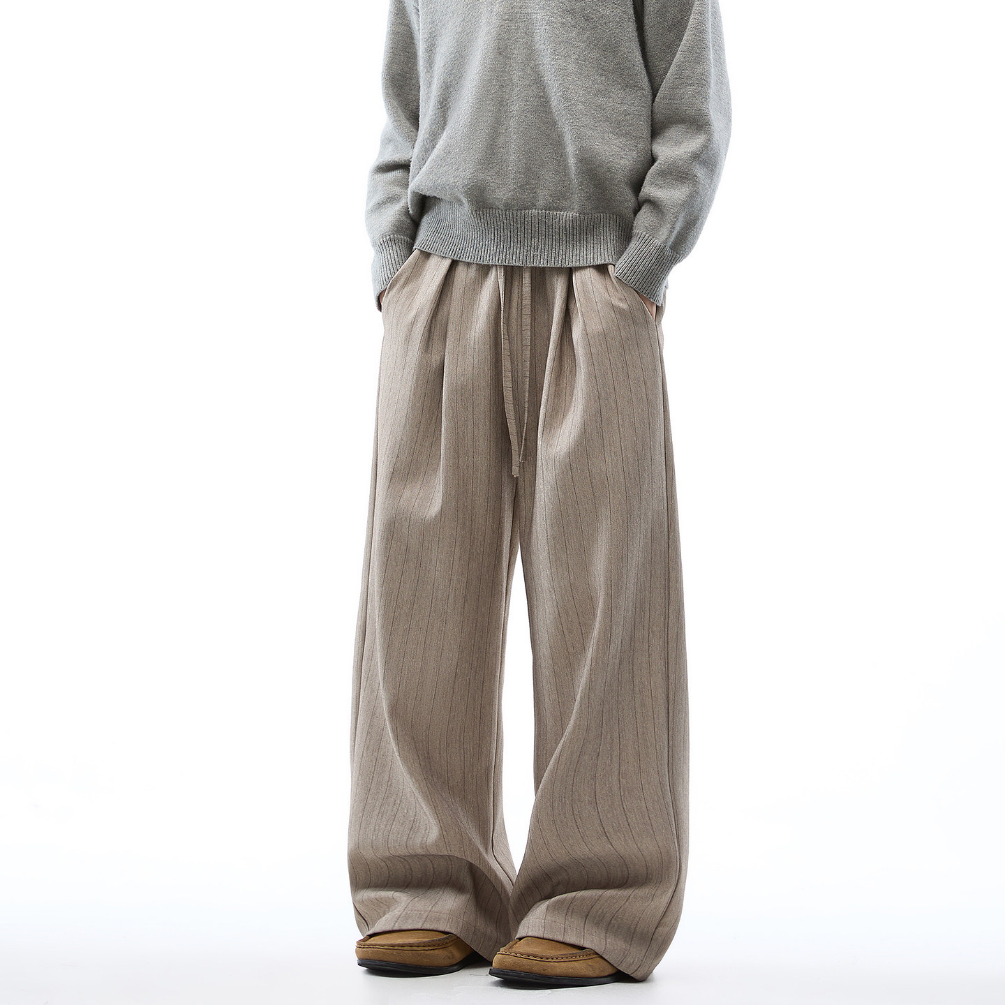 山本褲 復古老錢風 A字寬鬆直筒版型 亞麻西褲