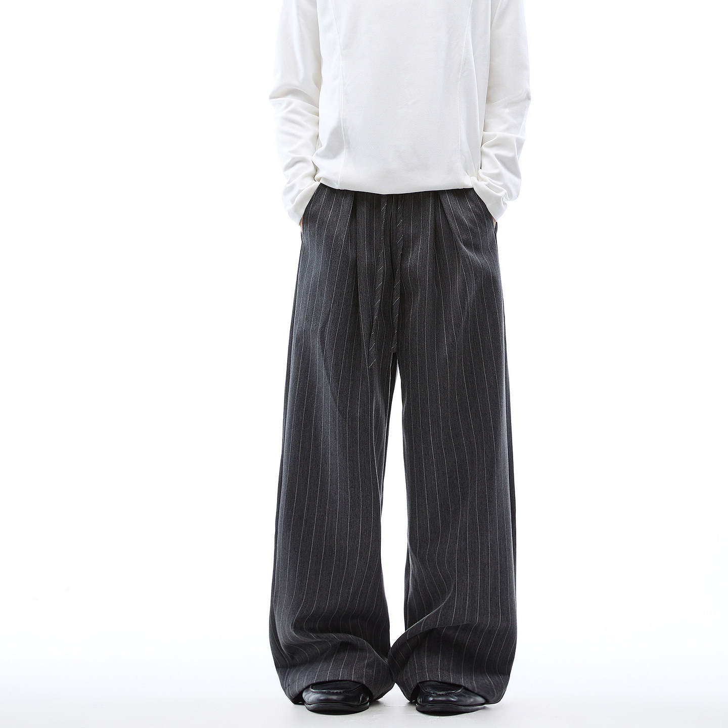 山本褲 復古老錢風 A字寬鬆直筒版型 亞麻西褲