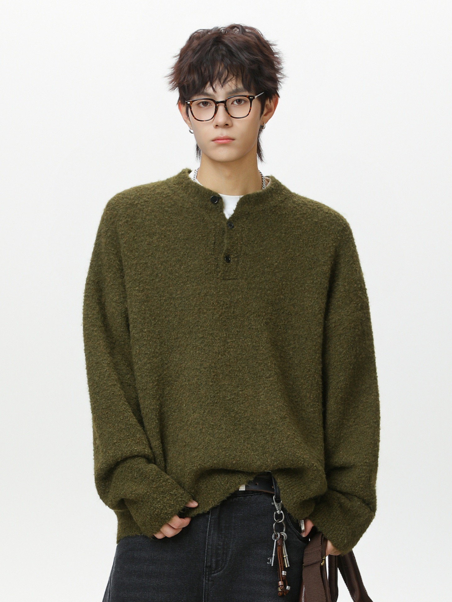 輕奢老錢風 毛衣外套 亨利領 秋冬加厚毛衣 親膚不臃腫