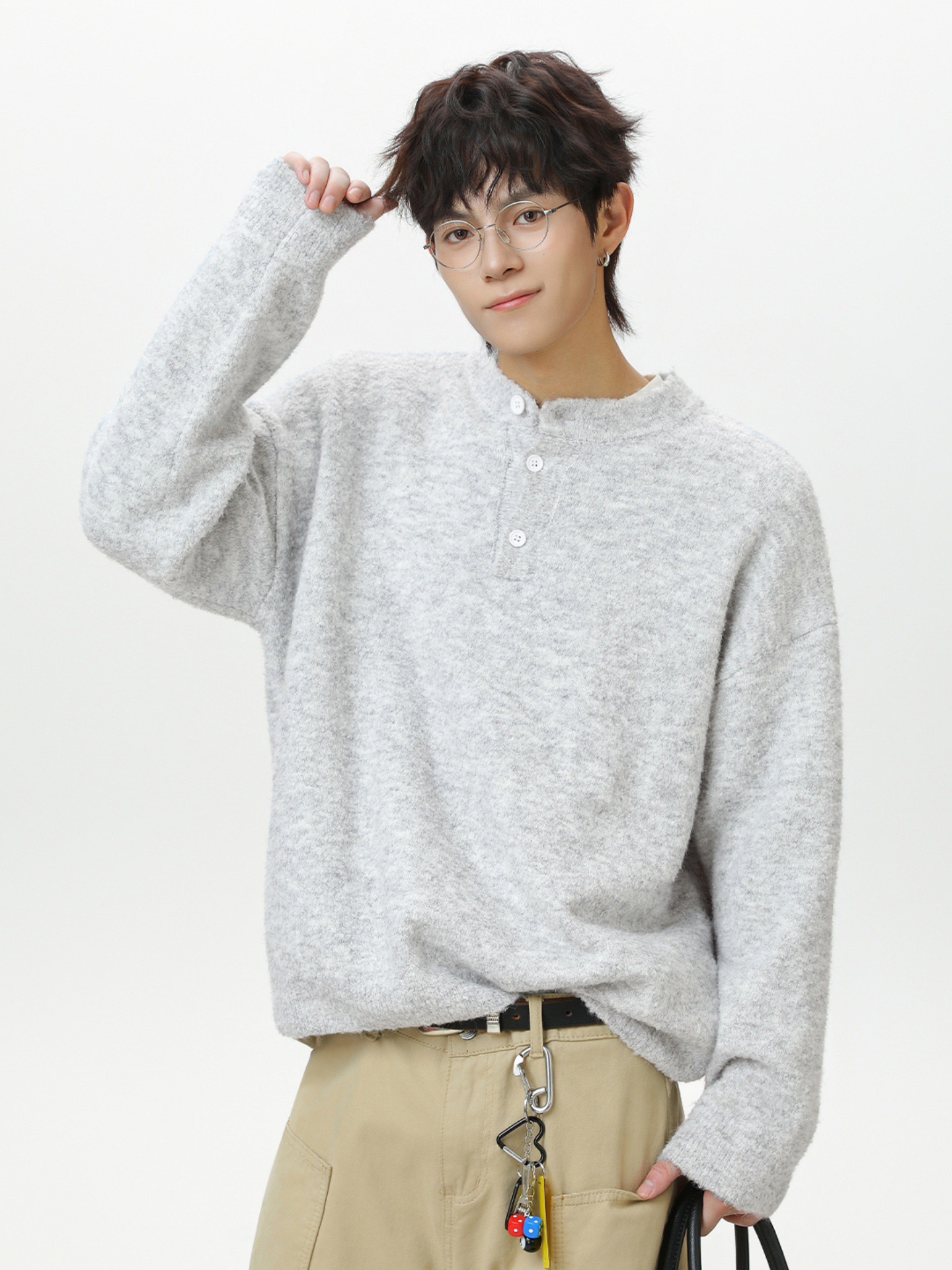 輕奢老錢風 毛衣外套 亨利領 秋冬加厚毛衣 親膚不臃腫