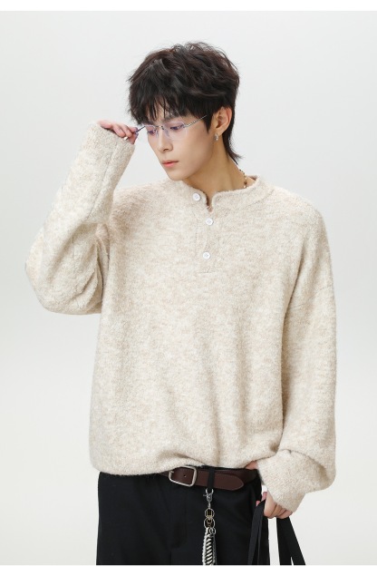 輕奢老錢風 毛衣外套 亨利領 秋冬加厚毛衣 親膚不臃腫