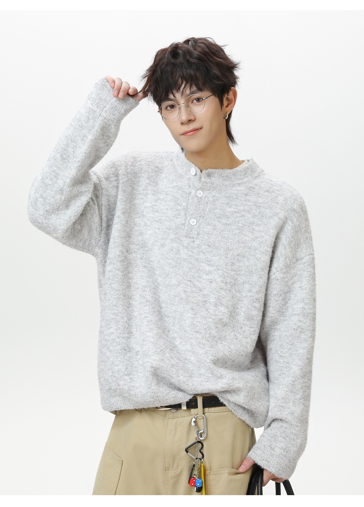 輕奢老錢風 毛衣外套 亨利領 秋冬加厚毛衣 親膚不臃腫