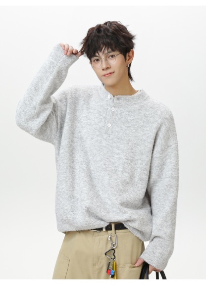 輕奢老錢風 毛衣外套 亨利領 秋冬加厚毛衣 親膚不臃腫