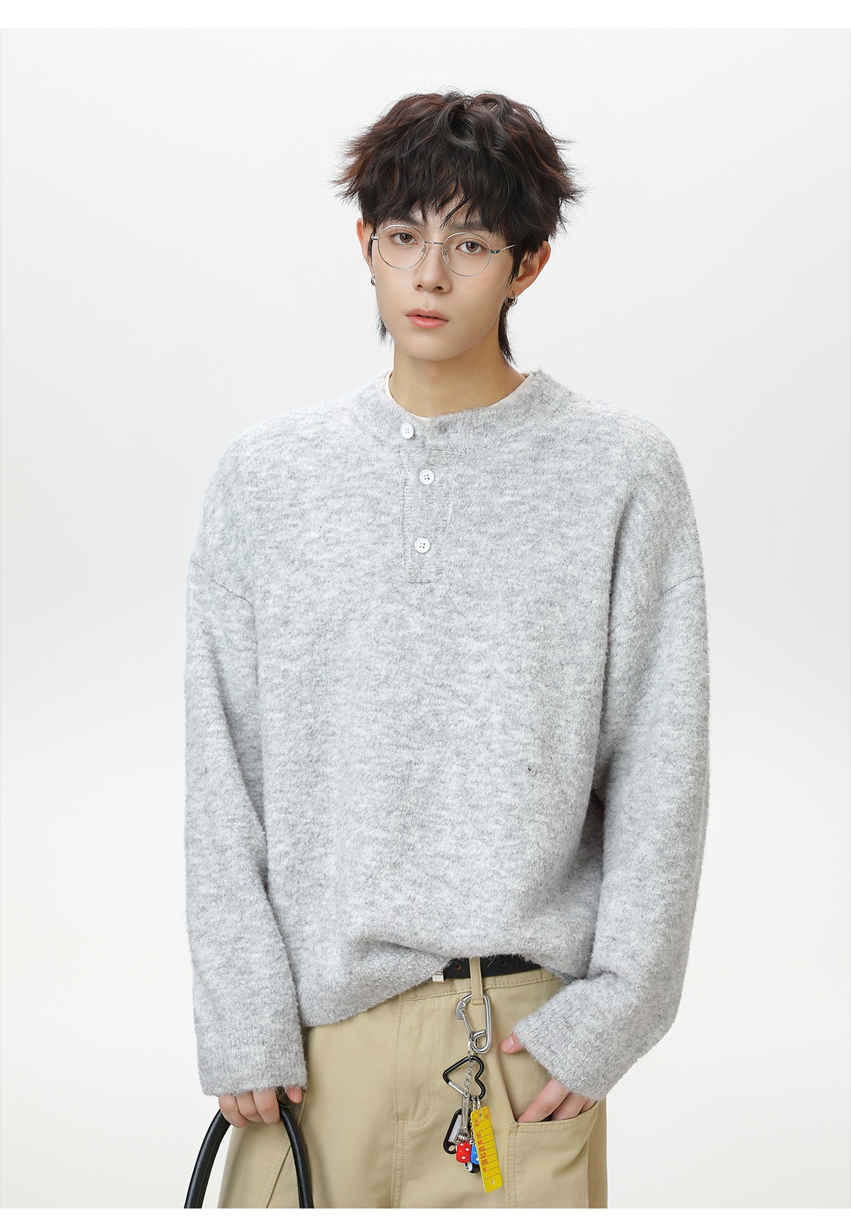 輕奢老錢風 毛衣外套 亨利領 秋冬加厚毛衣 親膚不臃腫