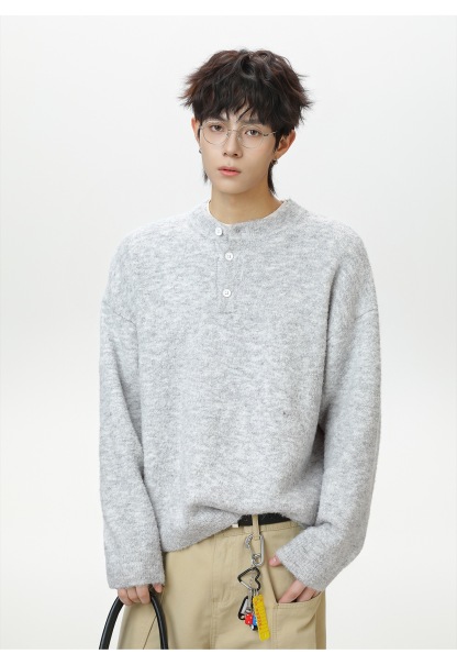 輕奢老錢風 毛衣外套 亨利領 秋冬加厚毛衣 親膚不臃腫