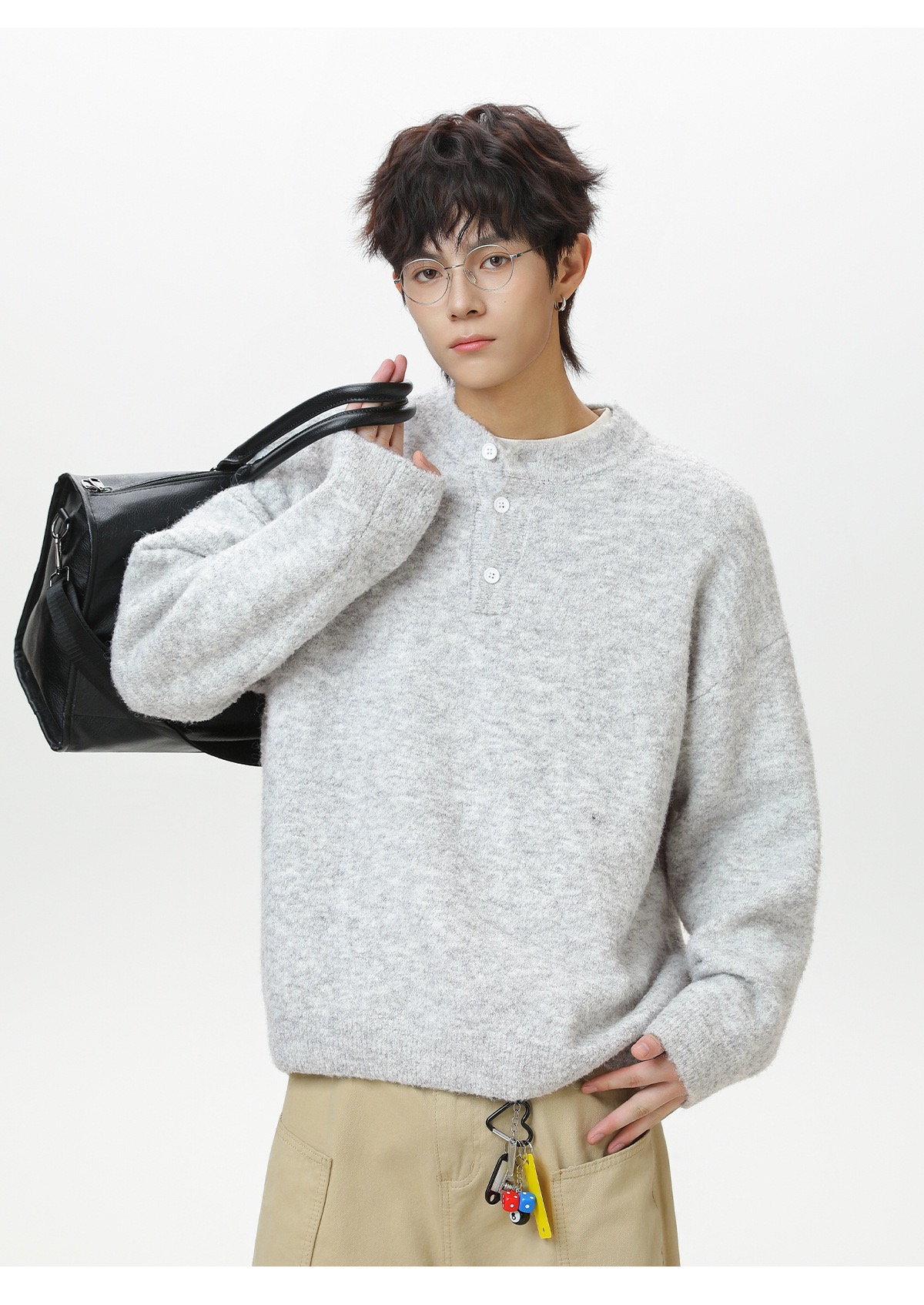 輕奢老錢風 毛衣外套 亨利領 秋冬加厚毛衣 親膚不臃腫