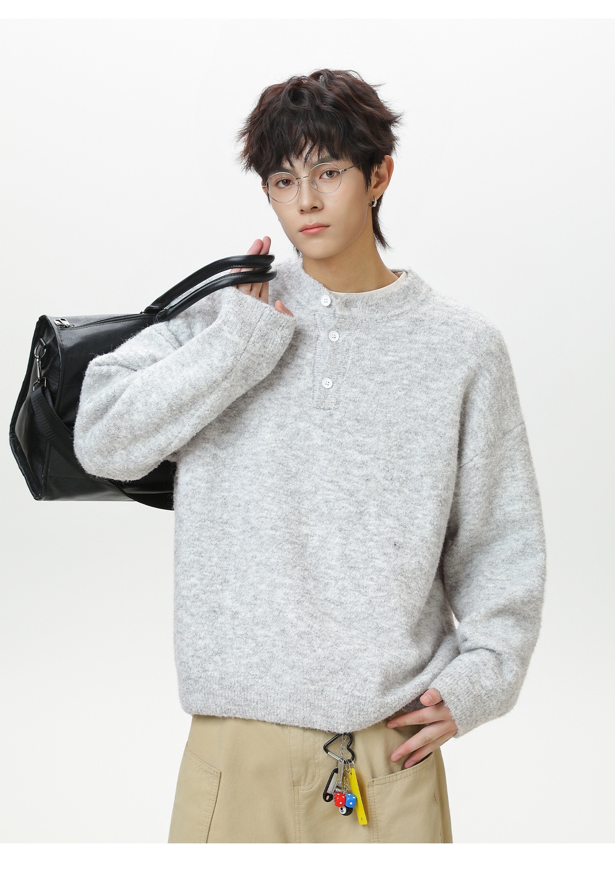 輕奢老錢風 毛衣外套 亨利領 秋冬加厚毛衣 親膚不臃腫