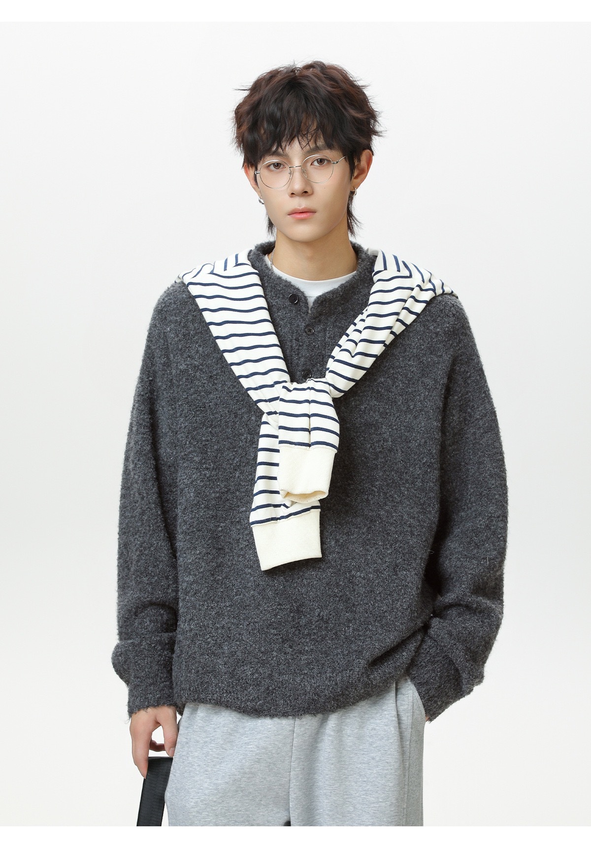 輕奢老錢風 毛衣外套 亨利領 秋冬加厚毛衣 親膚不臃腫