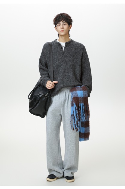 輕奢老錢風 毛衣外套 亨利領 秋冬加厚毛衣 親膚不臃腫