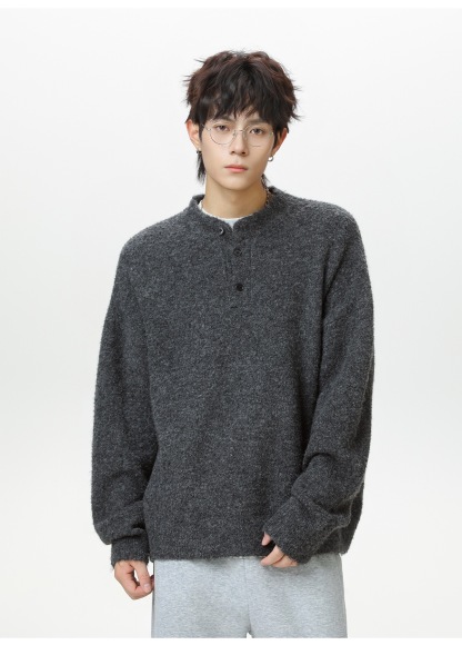 輕奢老錢風 毛衣外套 亨利領 秋冬加厚毛衣 親膚不臃腫