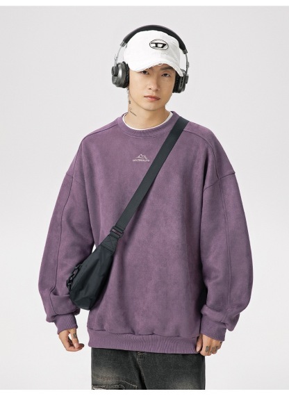 重磅 鹿皮質感套頭衛衣 山峰刺繡 復古風上衣