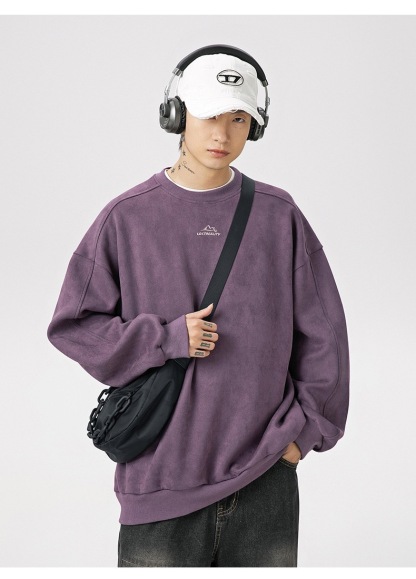 重磅 鹿皮質感套頭衛衣 山峰刺繡 復古風上衣