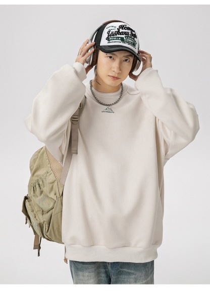 重磅 鹿皮質感套頭衛衣 山峰刺繡 復古風上衣