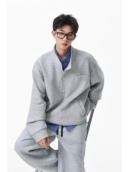 美式 復古休閒衛衣套裝 運動套裝｜寬鬆直筒