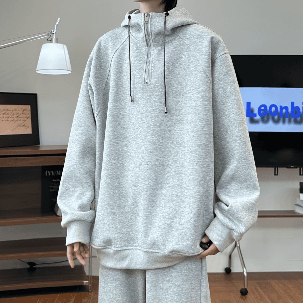 CHILL感十足 純棉連帽 寬鬆衛衣套裝｜上衣+鬆緊腰褲子 寬鬆直筒