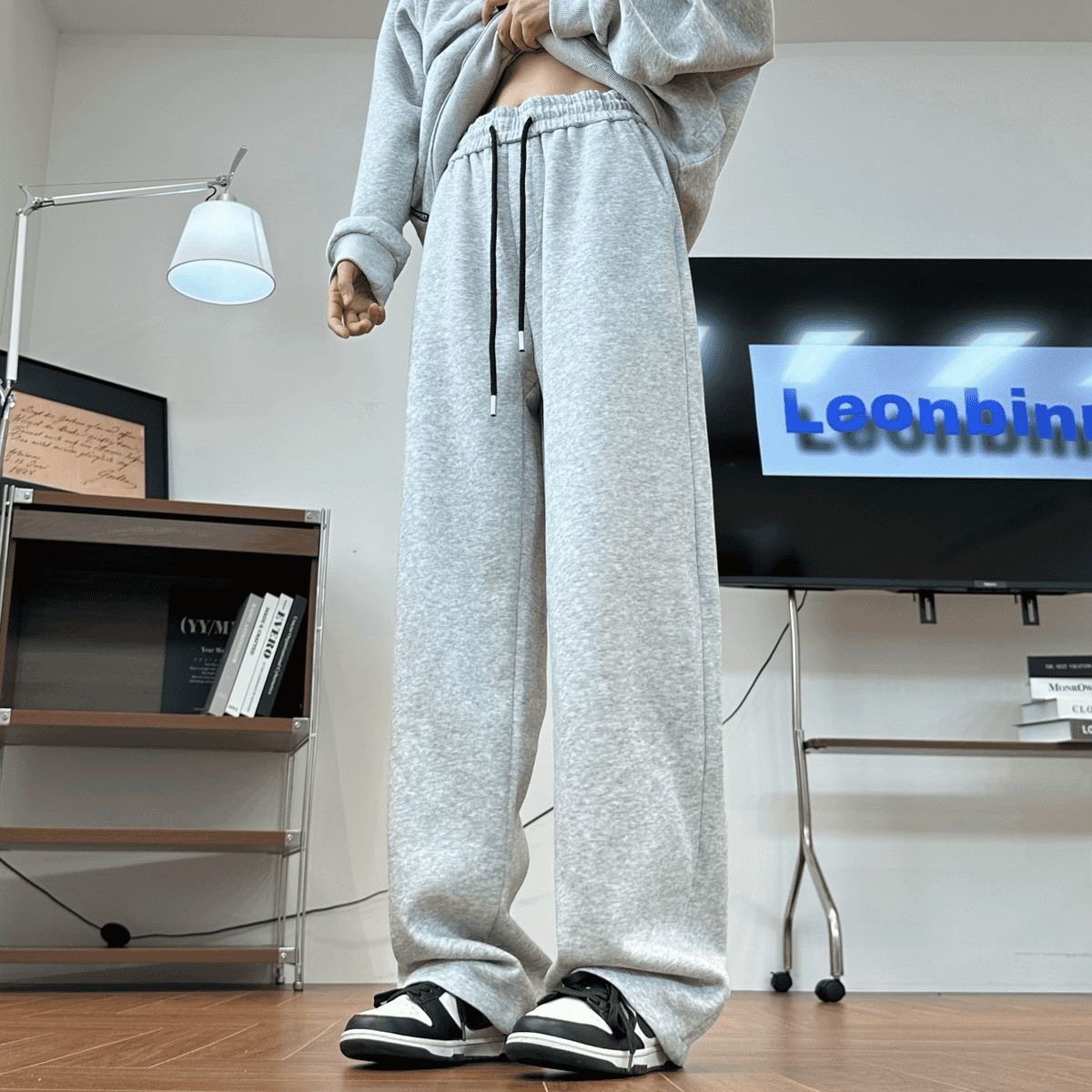 CHILL感十足 純棉連帽 寬鬆衛衣套裝｜上衣+鬆緊腰褲子 寬鬆直筒