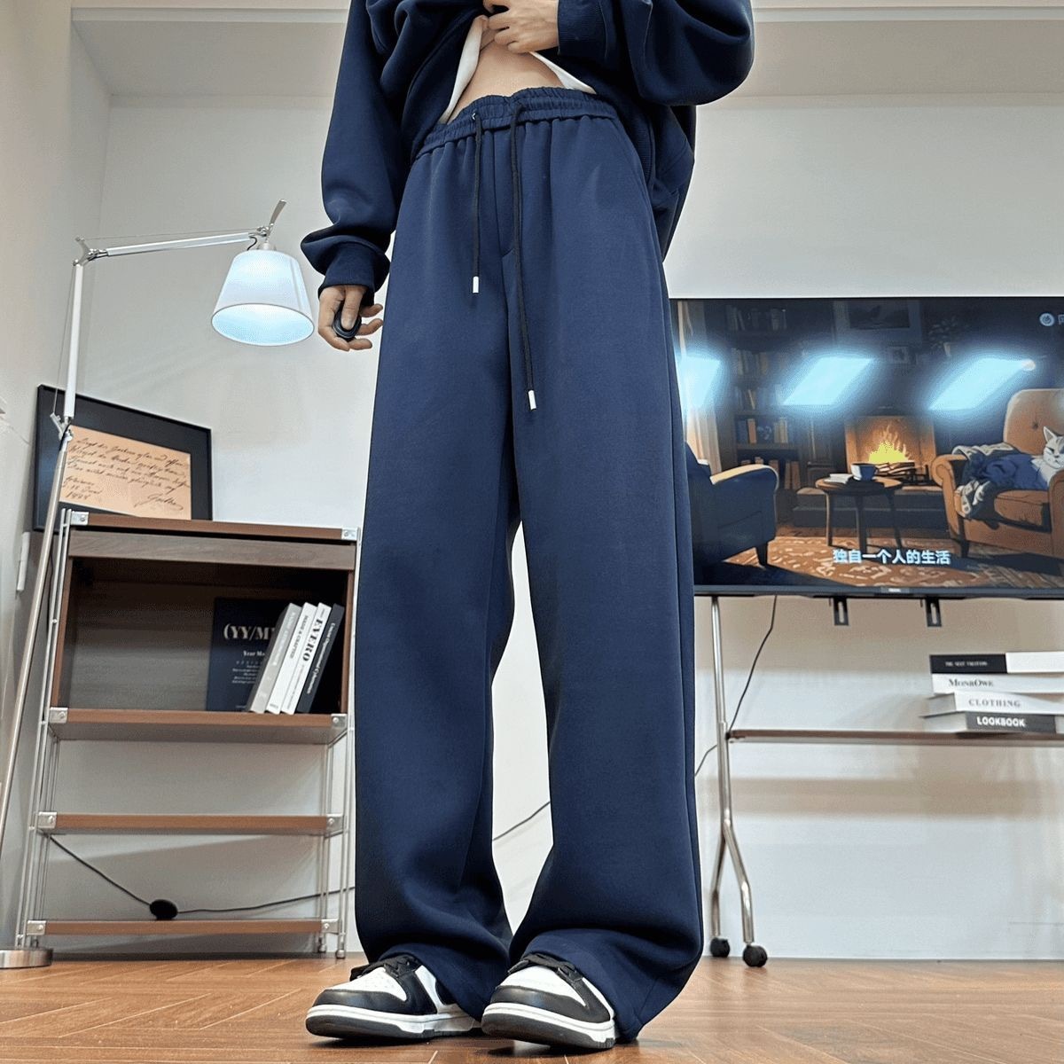 CHILL感十足 純棉連帽 寬鬆衛衣套裝｜上衣+鬆緊腰褲子 寬鬆直筒