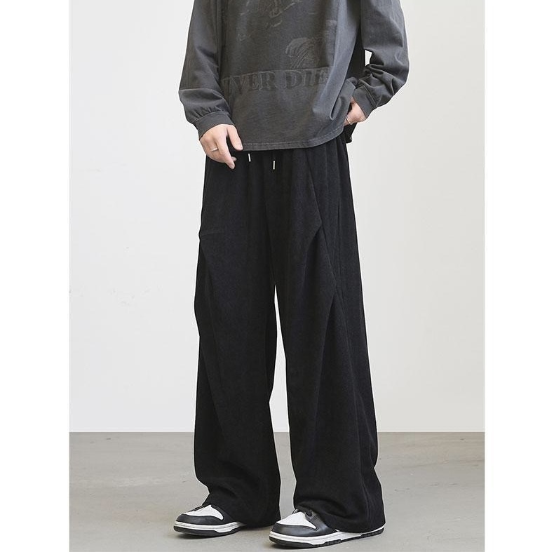 「加絨款」MO 韓系燈芯絨長褲 鬆緊腰帶 垂順不褶皺