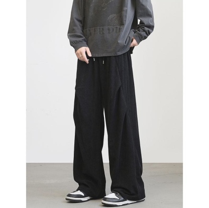 「加絨款」MO 韓系燈芯絨長褲 鬆緊腰帶 垂順不褶皺