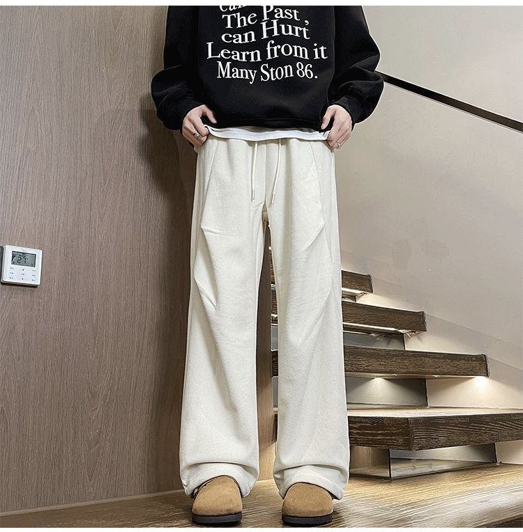 「加絨款」MO 韓系燈芯絨長褲 鬆緊腰帶 垂順不褶皺