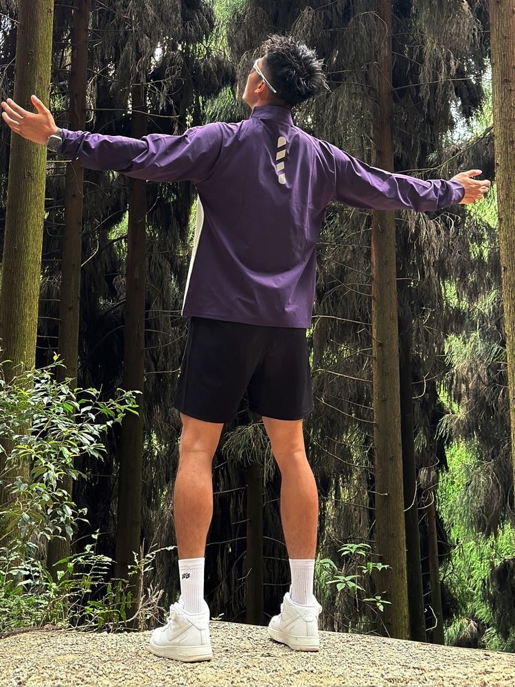 AT 美式長袖 運動速乾透氣 立領拉鍊 騎行服  撞色設計
