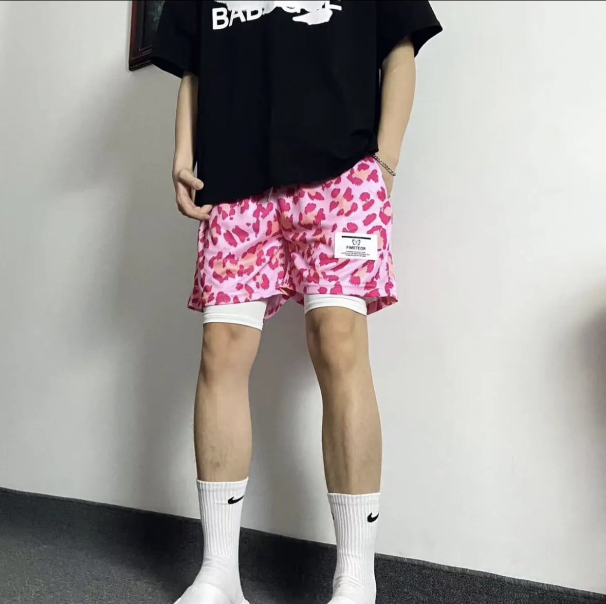 HX美式四分短褲 豹紋款 個性十足 速乾透氣 運動短褲