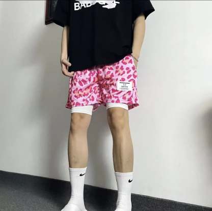 HX美式四分短褲 豹紋款 個性十足 速乾透氣 運動短褲