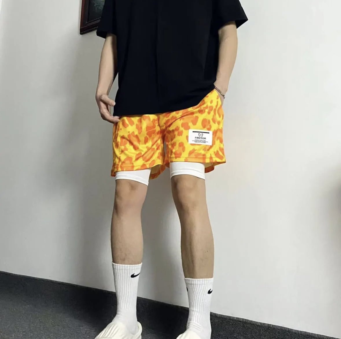 HX美式四分短褲 豹紋款 個性十足 速乾透氣 運動短褲
