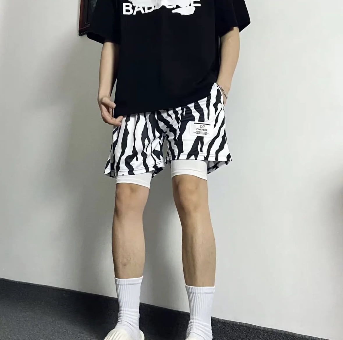 HX美式四分短褲 豹紋款 個性十足 速乾透氣 運動短褲