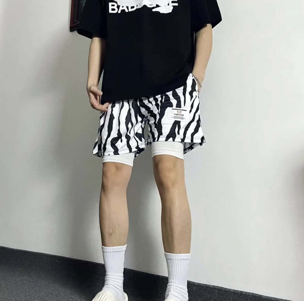 HX美式四分短褲 豹紋款 個性十足 速乾透氣 運動短褲