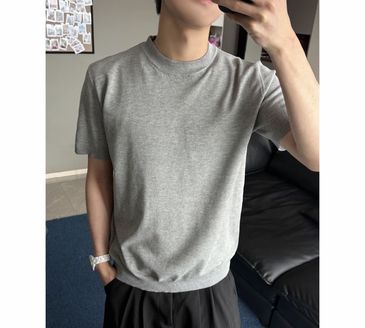HT 男士圓領針織正肩TEE ｜涼感軟糯 藏肉顯瘦