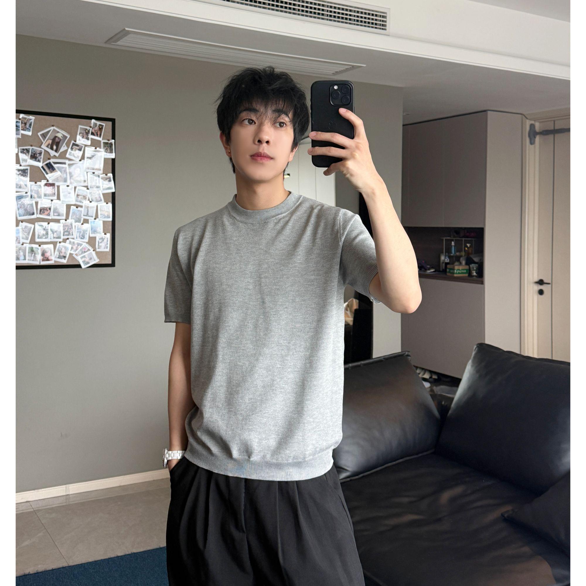 HT 男士圓領針織正肩TEE ｜涼感軟糯 藏肉顯瘦