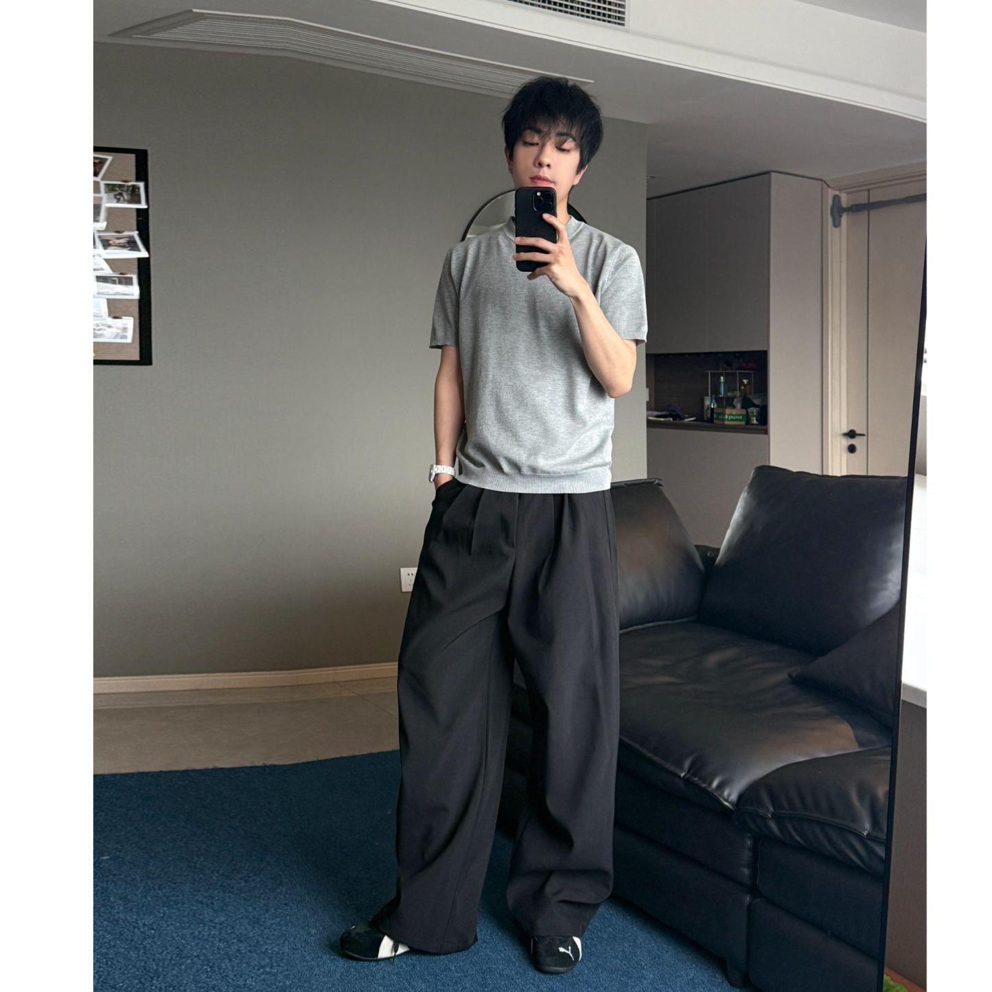 HT 男士圓領針織正肩TEE ｜涼感軟糯 藏肉顯瘦