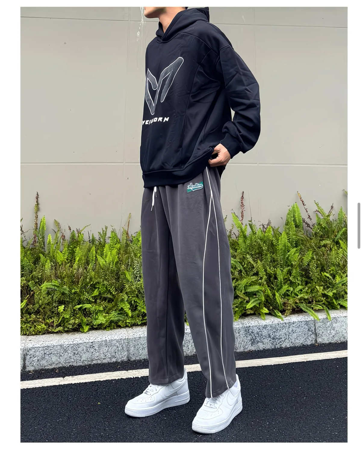 [Copy]AT美式衛褲 寬鬆直筒運動長褲 純棉 垂感親膚 斜切設計