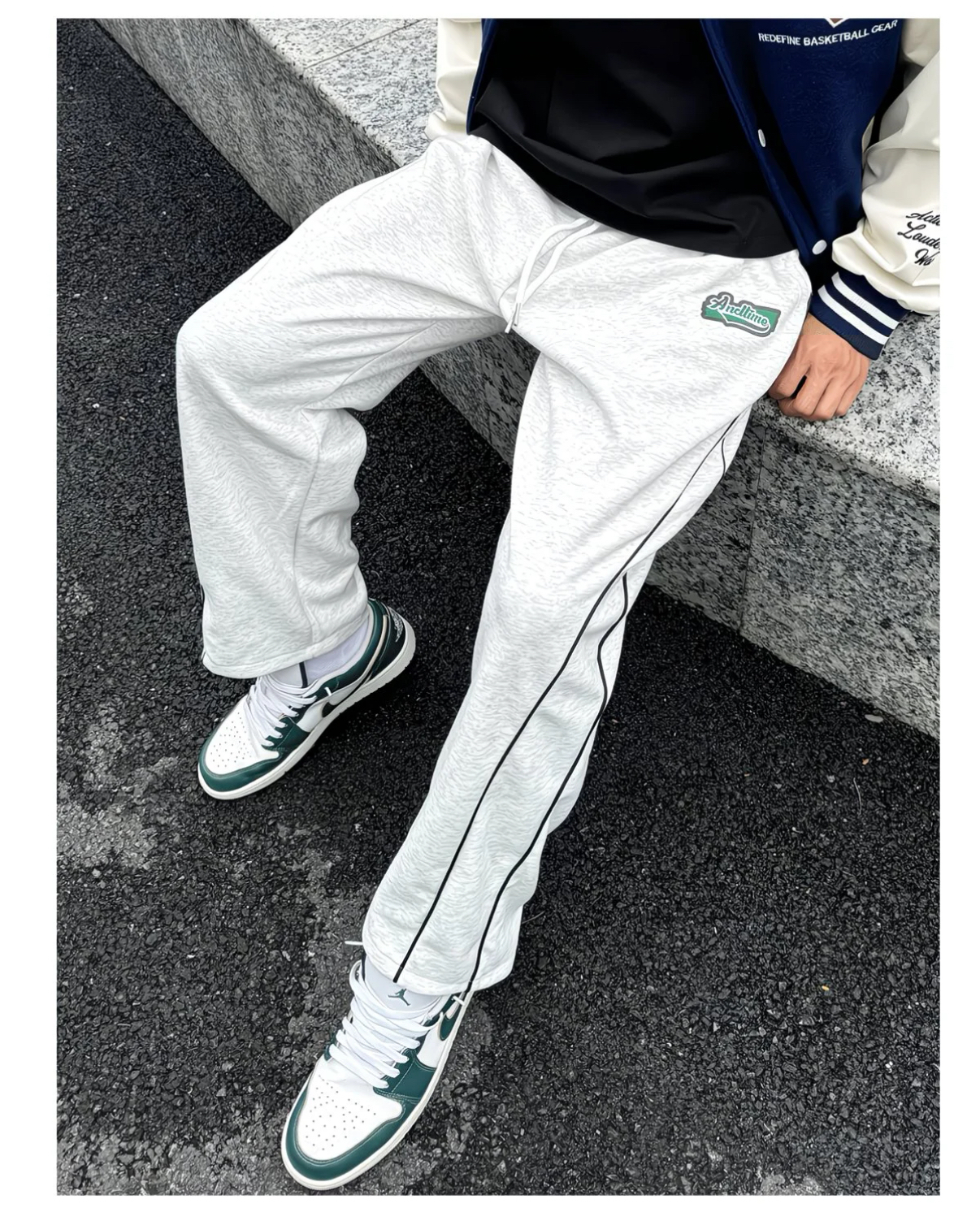 [Copy]AT美式衛褲 寬鬆直筒運動長褲 純棉 垂感親膚 斜切設計