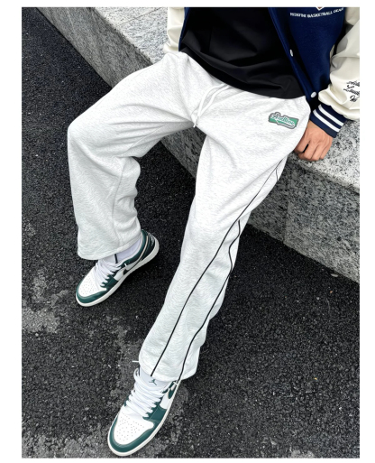 [Copy]AT美式衛褲 寬鬆直筒運動長褲 純棉 垂感親膚 斜切設計