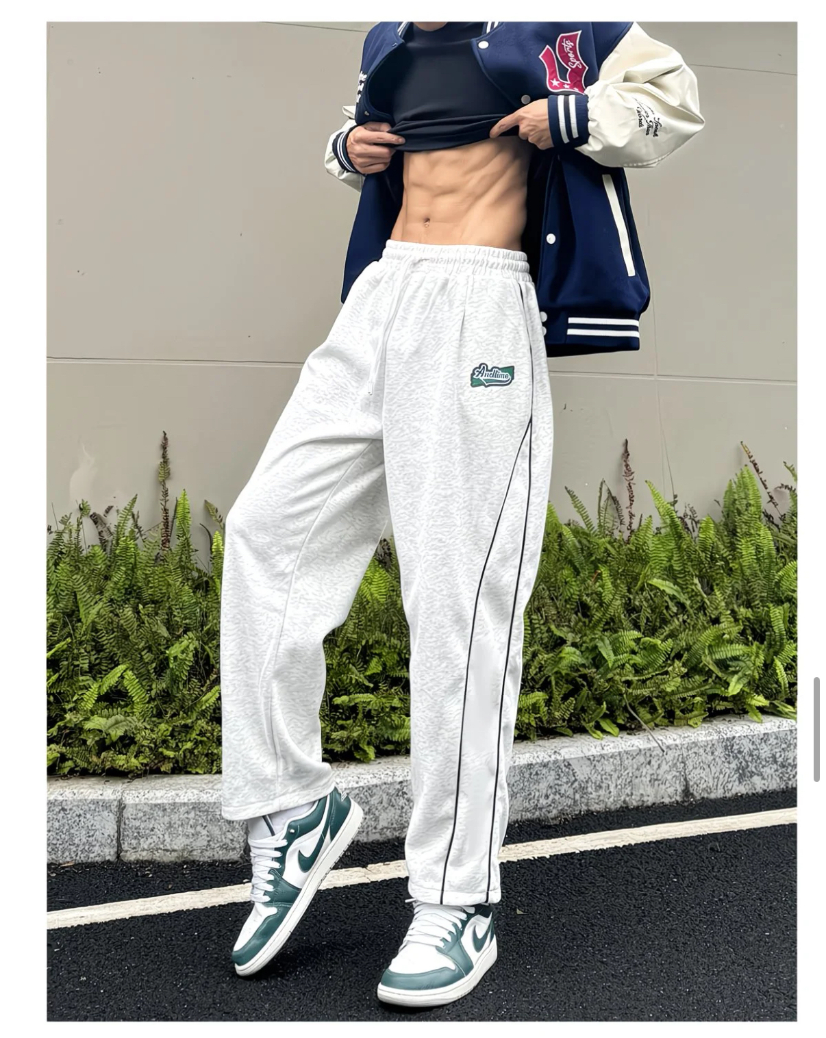 [Copy]AT美式衛褲 寬鬆直筒運動長褲 純棉 垂感親膚 斜切設計