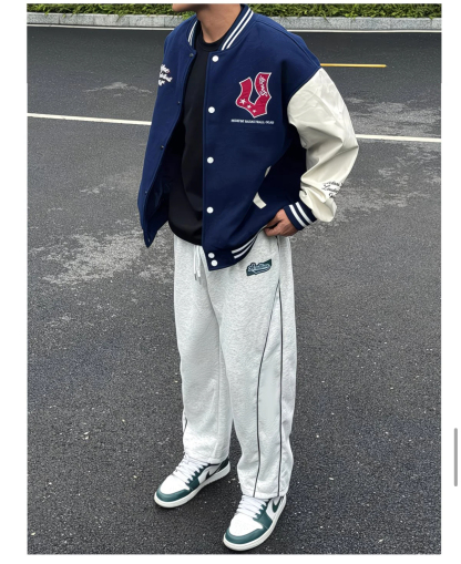 [Copy]AT美式衛褲 寬鬆直筒運動長褲 純棉 垂感親膚 斜切設計