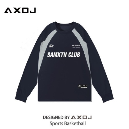 SamkClub美式運動長袖 插肩袖網眼面料 速乾透氣運動服 投籃服 