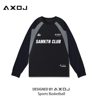 SamkClub美式運動長袖 插肩袖網眼面料 速乾透氣運動服 投籃服 