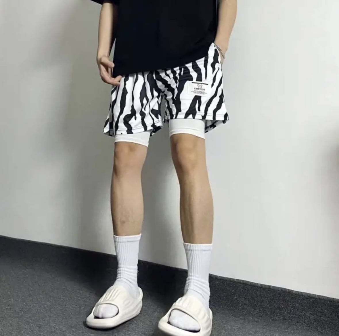 HX美式四分短褲 豹紋款 個性十足 速乾透氣 運動短褲