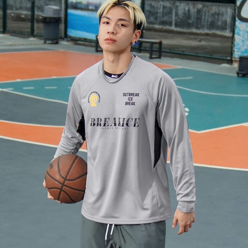 BKI 秋季美式長袖足球服  速乾吸汗 圓領訓練服 跑步訓練服 休閒運動 透氣寬鬆