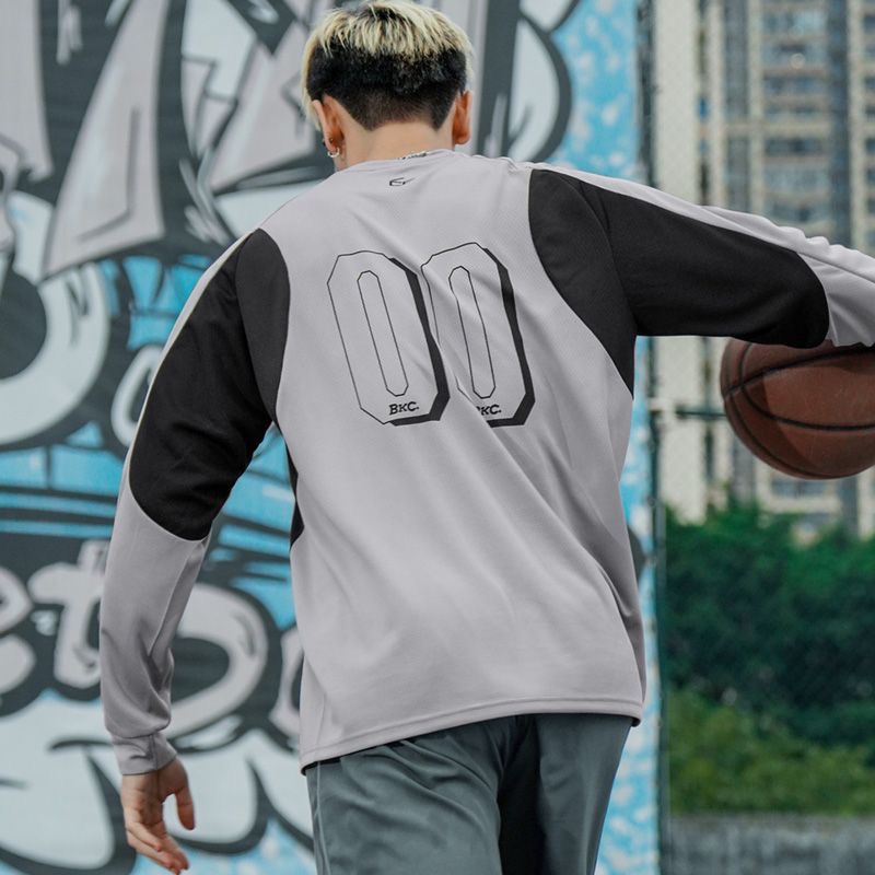 BKI 秋季美式長袖足球服  速乾吸汗 圓領訓練服 跑步訓練服 休閒運動 透氣寬鬆