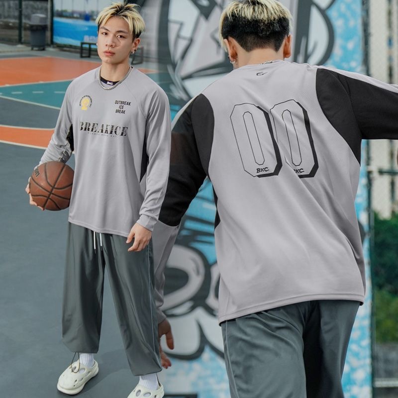 BKI 秋季美式長袖足球服  速乾吸汗 圓領訓練服 跑步訓練服 休閒運動 透氣寬鬆