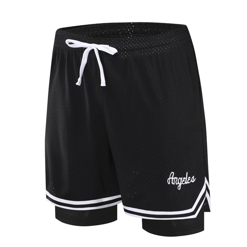 [現貨]美式籃球短褲 假兩件 三分不過膝 運動褲子 透氣舒爽 訓練短褲