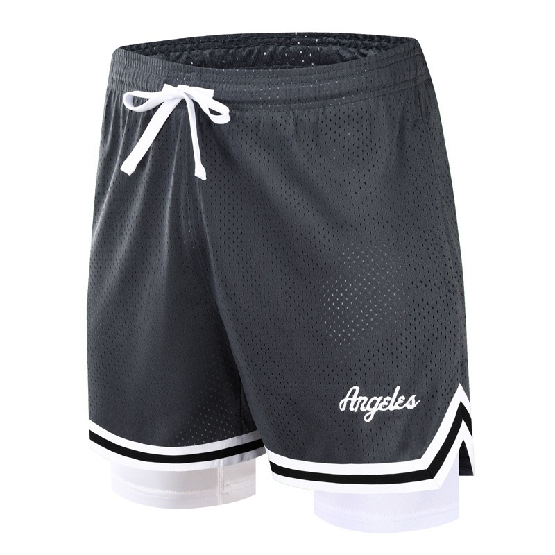 [現貨]美式籃球短褲 假兩件 三分不過膝 運動褲子 透氣舒爽 訓練短褲